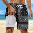 thumbnail image 2 of Men's Swim Trunks Black Pattern Quick Dry Bathing Suit Swimming Board Shorts Mesh Lining Black XXXL, 2 of 4