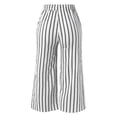 thumbnail image 5 of Womens Workwear Pants Casual Stripe Print Elastic Waist Pocket Loose Wide Leg Trousers Activewear, 5 of 5