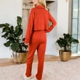 thumbnail image 3 of Women's Long Sleeve Button-Up Pajama Set with Piped Trim Details and Relaxed Fit - Large, Red, 3 of 6
