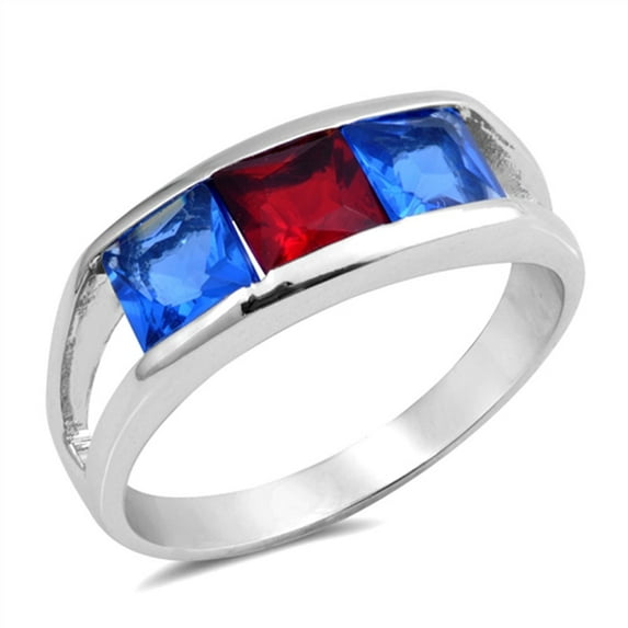 Simulated Garnet Vibrant Square Ring .925 Sterling Silver Band Red CZ Jewelry Female Size 6