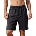 thumbnail image 5 of Men's Athletic Shorts Running Gym Workout Shorts Zipper Pockets Quick Dry Lightweight Breathable Sports Training Jogging Shorts with Drawstring Elastic Waist Black L, 5 of 5