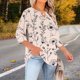 thumbnail image 5 of TaTaai Women Plus Size Crew Neck Tee Chest Cutout 3/4 Sleeve Random Print Spring Summer Casual Base Layer Ladies Daily Commute Wear Lightweight Soft Non-See-Through Top Gift, 5 of 6