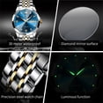 thumbnail image 6 of OLEVS Automatic Watches for Men Self Winding Mechanical Luxury Dress Stainless Steel Two Tone Strap Diamond Waterproof Luminous Date Mens Wrist Watches Reloj Para Hombre Black/Blue/Gold/White, 6 of 13