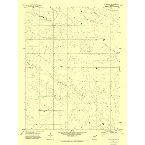 Topographical Map - Clarkville Northeast Colorado Quad - USGS 1971 - Vintage Wall Art