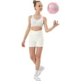 thumbnail image 4 of Girls V Cross Waist Athletic Shorts, Kids Soft Bike Volleyball Yoga Dance Running Cheer Gymnastics Gym Workout Shorts, 4 of 5
