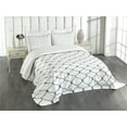 thumbnail image 3 of Ambesonne Antique Quilted Bedspread Set 3 Pcs, Curvy Wavy Shapes, Queen Size, Slate Blue and White, 3 of 5