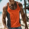 thumbnail image 2 of YLSDY Men's Sleeveless Undershirt Moisture-Wicking Tank Hawaiian Tropical Color Block Beach Tank Top Summer Fitness Bodybuilding T Shirt Orange XL, 2 of 6
