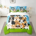 thumbnail image 2 of Erosebridal Cartoon Dogs Bed in a Bag Twin Size, Pet Animal Bed Set, Sky Grass Bed Sheets Setp with Comforter, Microfiber Bedroom Decor, Reversible 7 Pieces, 2 of 5