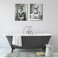thumbnail image 2 of Funny Bathroom Frog Wall Art Cute Animals in Bathtub Painting Picture Wall Decor Trendy Vintage Black And White Animal Poster Print Artwork for Toilet Restroom Home Decoration(Framed canvas), 2 of 6