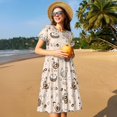 thumbnail image 4 of Fotbe Retro Rooster Vestido Largo de Moda para Mujer, Vestido Tipo Camiseta con Manga Corta y Estilo Casual a Rayas y Bloques de Color, 4 of 6