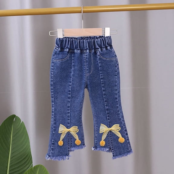 Baby Girls Denim Jeans Toddler Kids Pants Jeans Soft Elastic Waist Denim Pants Girls Clothes Size 6-12 Months