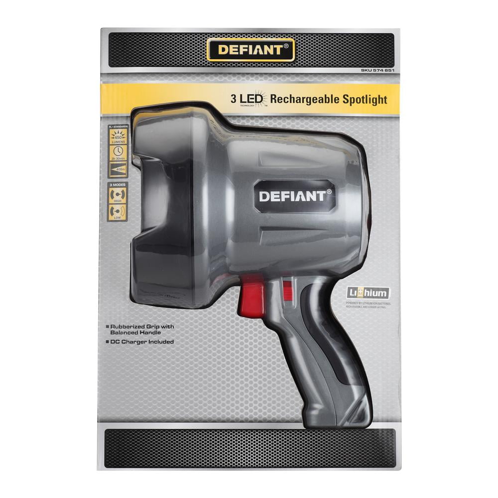 Defiant Spotlight LED 450Lumen Rechargeable Handheld HD1512 Walmart