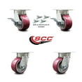 thumbnail image 2 of 4 Inch KP Poly on Aluminum Caster Set with Ball Bearings 4 Swivel Locks 2 Brakes, 2 of 2