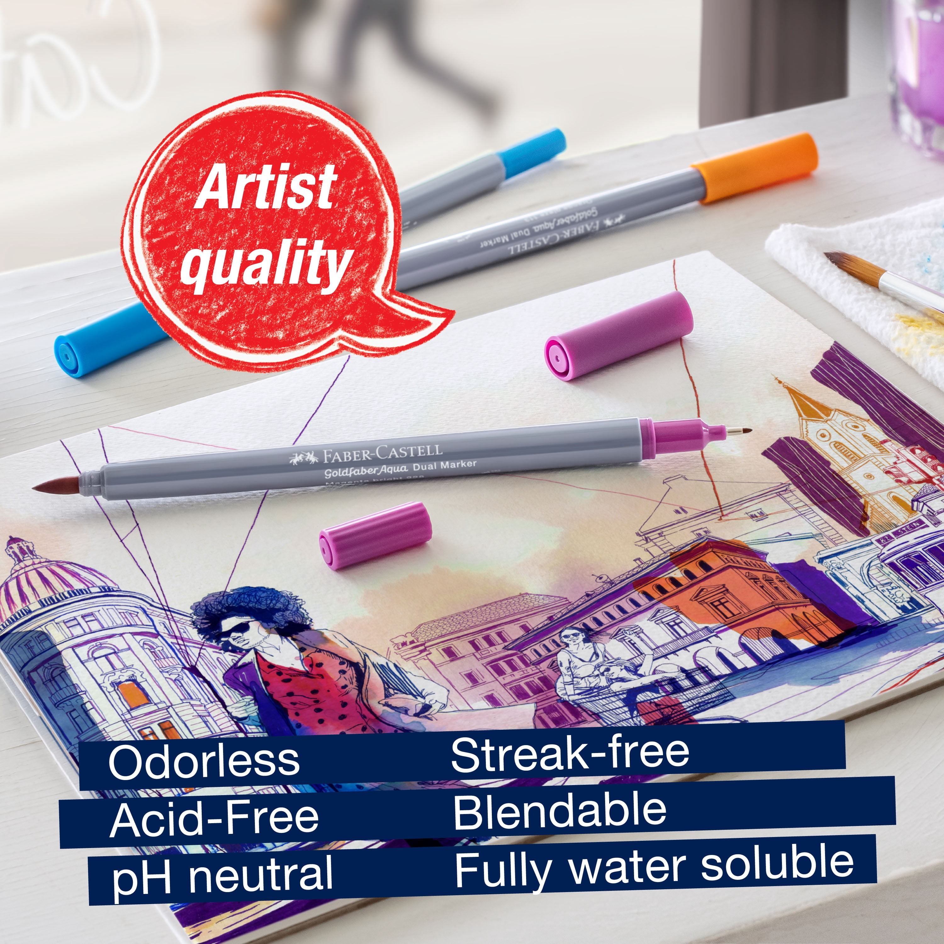 Faber-Castell Goldfaber Aqua Dual Markers- 24 Count Art Set, (Double-Ended Marker)
