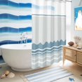 thumbnail image 5 of No Hook Shower Curtain, Blue Striped Shower Curtains for Bathroom with See Through Top Window, Abstract Modern Geometric Stripes Waterproof & Washable Bath Curtain Narrow 54"x78", 5 of 9