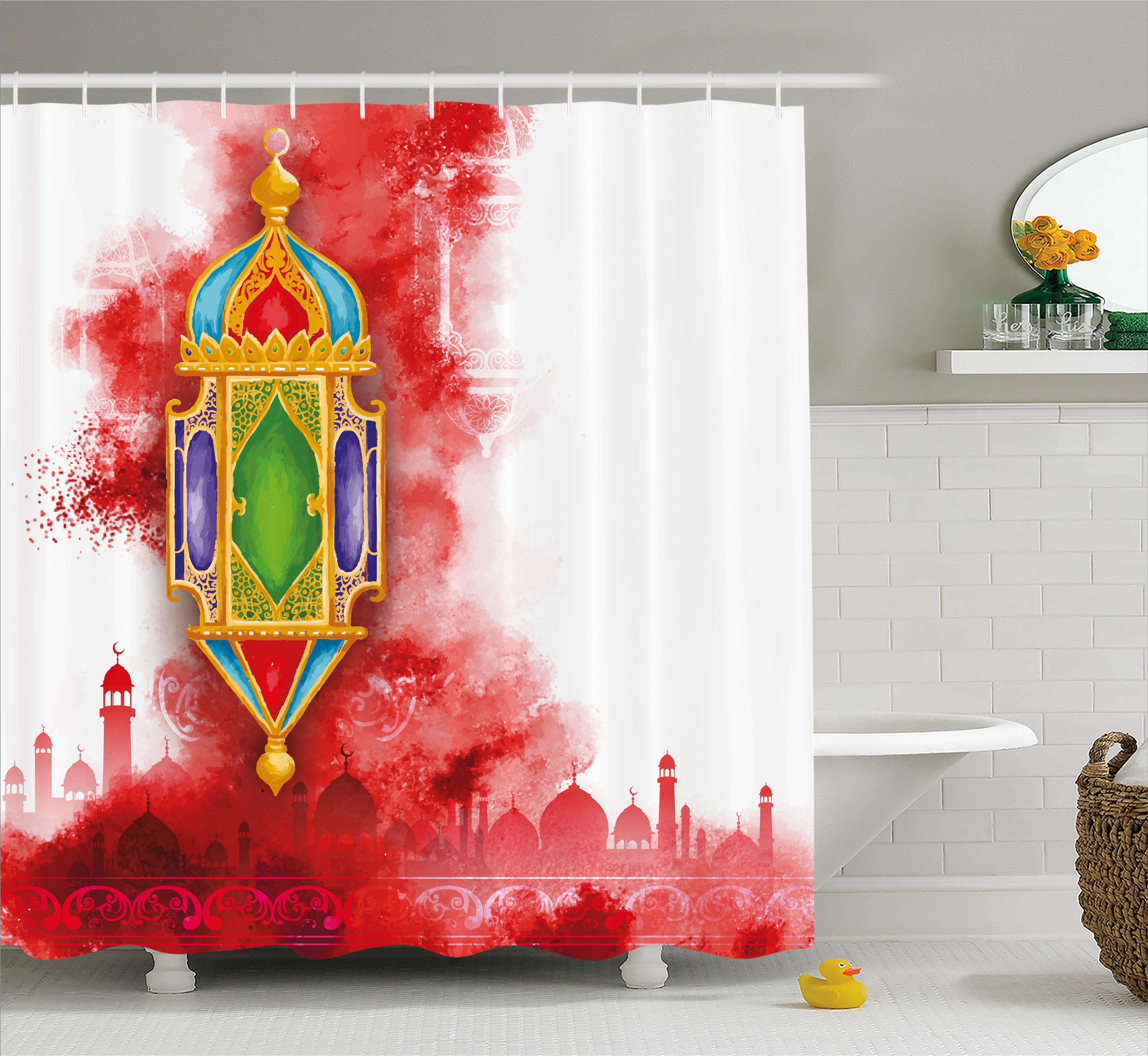 Lantern Shower Curtain, Greeting of Ramadan Kareem Mosques Crescents with the... by Kozmos