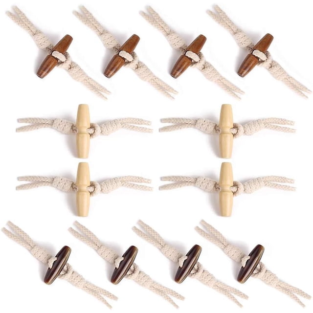 12 pares de botones de palanca Botones de cuerno Cierres de botón de palanca Botones para coser con cuerda Botón de costura de madera de olivo 1/2 agujero para abrigo chaqueta costura bricolaje