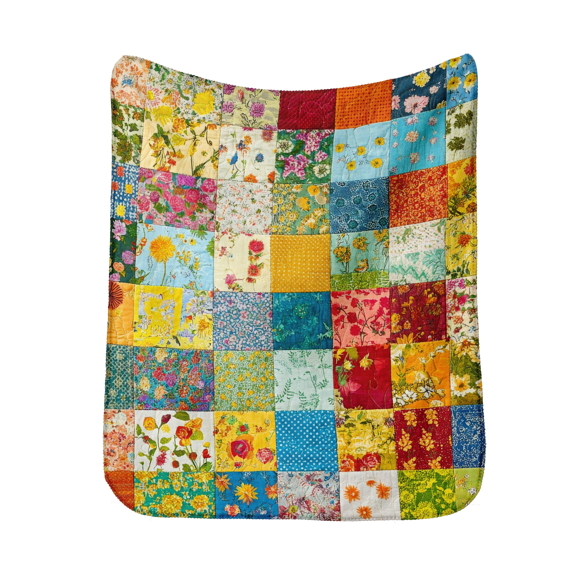 Sherpa Fleece Twin Blanket 60"x80" Reversible Plush Fluffy Blanket, Double-Layer Super Soft Flannel Blanket for Sofa, Couch, Bed, Patchwork Floral Pattern