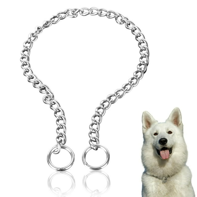 EIGTHTAIL Chaîne de Rasoir pour Chien Chaîne de Rasoir en Métal pour Chiens Collier en Métal Argenté Réglable Adapté aux Petits Moyens et Grands Chiens