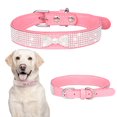 thumbnail image 1 of CHOK Dog Collar  Cat Collar  Rhinestone Bow Pet Collar  Pink  XS, 1 of 6