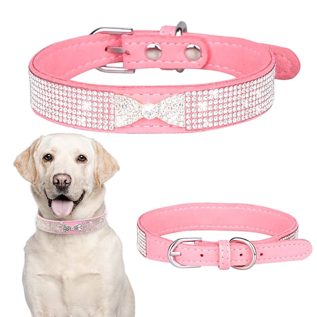 CHOK Dog Collar Cat Collar Rhinestone Bow Pet Collar Pink XS