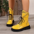 thumbnail image 2 of DeHolifer Women Ankle Boots Lace Up Round Toe Comfotable Lug Sole Party Casual Motorcycle Booties, 2 of 8
