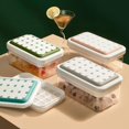 thumbnail image 4 of 1 Set Ice Cube Tray with Ice Shovel 28 Grids Foldable Lid Press Demoulding Stackable Low Temperature Resistance DIY Ice Tray for Kitchen, 4 of 8