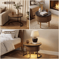 thumbnail image 3 of Homall 2-Piece Nesting Coffee Table Set, Round Coffee Tables with Hidden Drawer and Motion Sensor LED Light, Modern Living Room Tables with Storage and Metal Base, Walnut & Black, 3 of 8