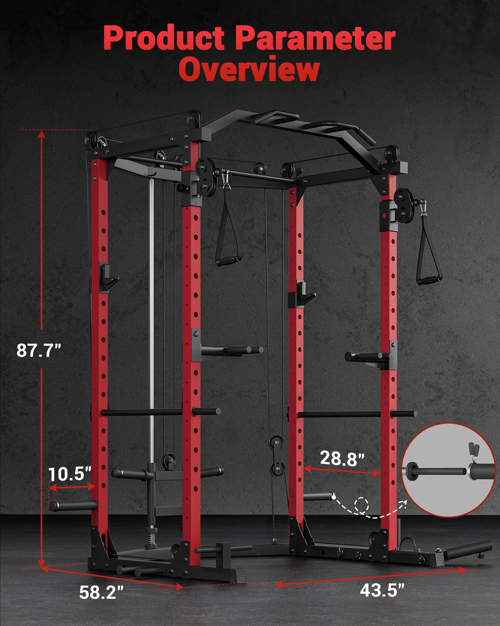 JoanKaren Power Rack Cage,1600lbs Multi-Functional Power Racks for Home Gym with Cable System and More Training Attachment