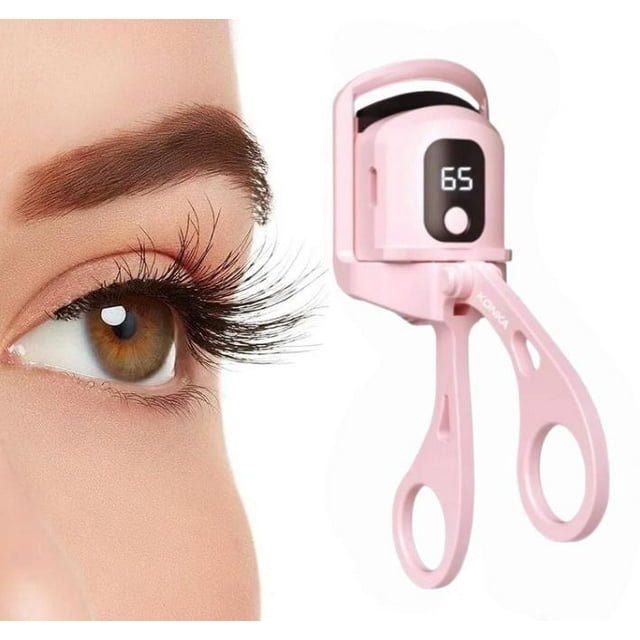 Rizador de pestañas térmico, rizador de pestañas eléctrico recargable, calentamiento rápido, rizos duraderos, con almohadilla de silicona con sensor térmico (rosa)