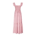 thumbnail image 6 of Women's Retro Pleated Suspender Ruffled Maxi Dress, 6 of 9