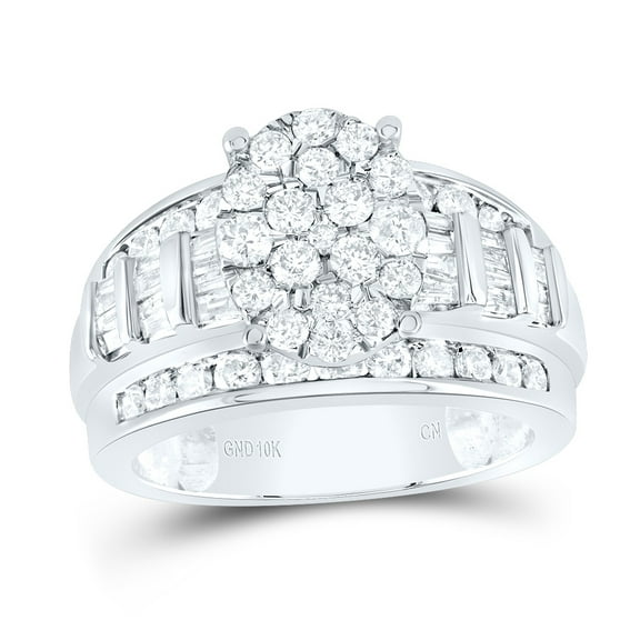 10K White Gold Round Diamond Oval Bridal Wedding Engagement Ring 1-1/2 Cttw, Womens Size: 5-10