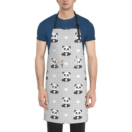 

Goofa Panda Bear Printed Waterproof Apron 33 Chef Aprons for Men Heavy Duty Chemical Work Apron Adjustable Bib Apron