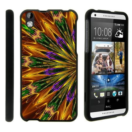 HTC Desire 816, [SNAP SHELL][Matte Black] 2 Piece Snap On Rubberized Hard Plastic Cell Phone Cover with Cool Designs - Kaleidoscopic
