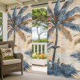 thumbnail image 5 of Outdoor Curtains for Patio Waterproof, Navy Blue Brown Windproof Pravicy Outside Porch Blackout Curtain, Tropical Botanical Palm Leaves Retro Sun Blocking Grommets Curtains for Cabana Gazebo 54"x108", 5 of 9