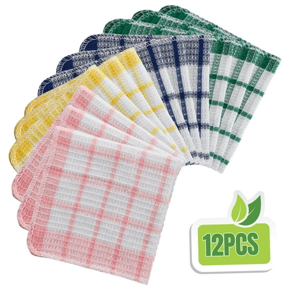 Lingsida Eco-Friendly Assorted Colors Cotton Dish Cloths (12 Count)