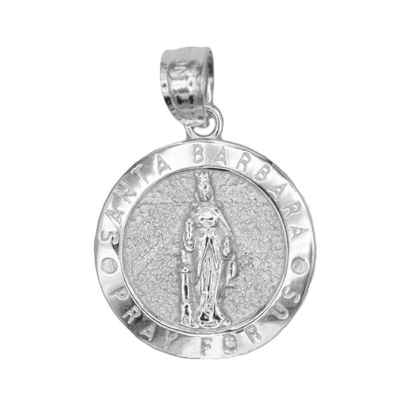 925 Sterling Silver Santa Barbara Pendant - Religious Jewelry Gifts for Women - Golden Fire