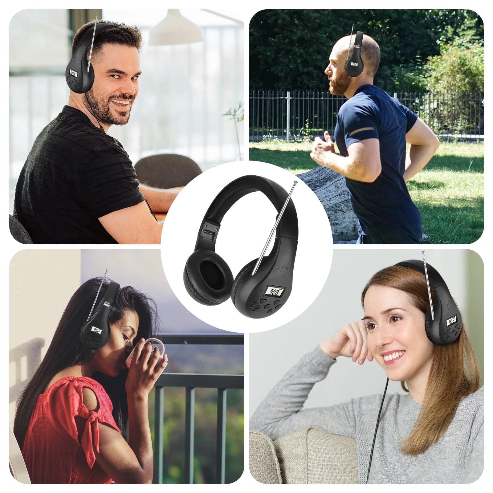 Portable Personal FM Radio Headphones with Best Reception, Digital Radio Wireless Headset with Soft Ear Muffs for Walking, Jogging, Riding, Mowing
