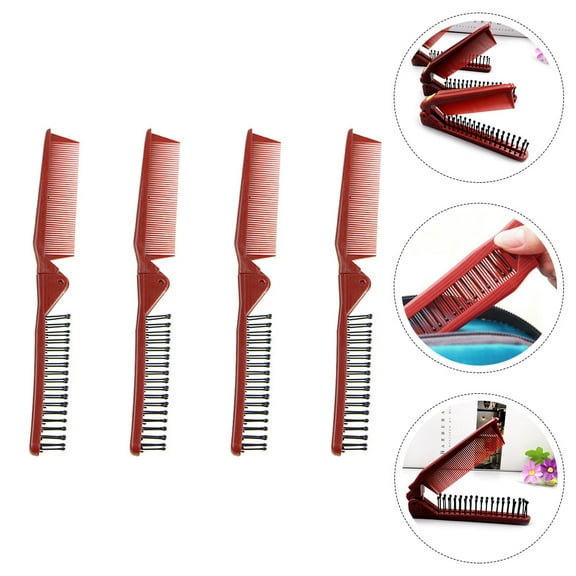 WHAMVOX 4pcs Foldable Combs Folding Comb Anti-static Plastic Comb Hair Styling Combs