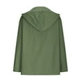 thumbnail image 3 of Tumotour Fleece Lined Raincoat Hoodie For Women Lightweight Waterproof Long Sleeve Crew Neck Hooded Jacket Solid Color Windbreaker Outdoor Hooded Trench Coats, 3 of 5