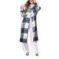 thumbnail image 4 of ZAXARRA Women Coat Slit ?Plaid Printing Button-down Overcoat, 4 of 9