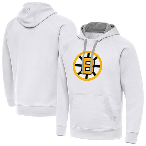 Men's Antigua White Boston Bruins Victory Pullover Hoodie