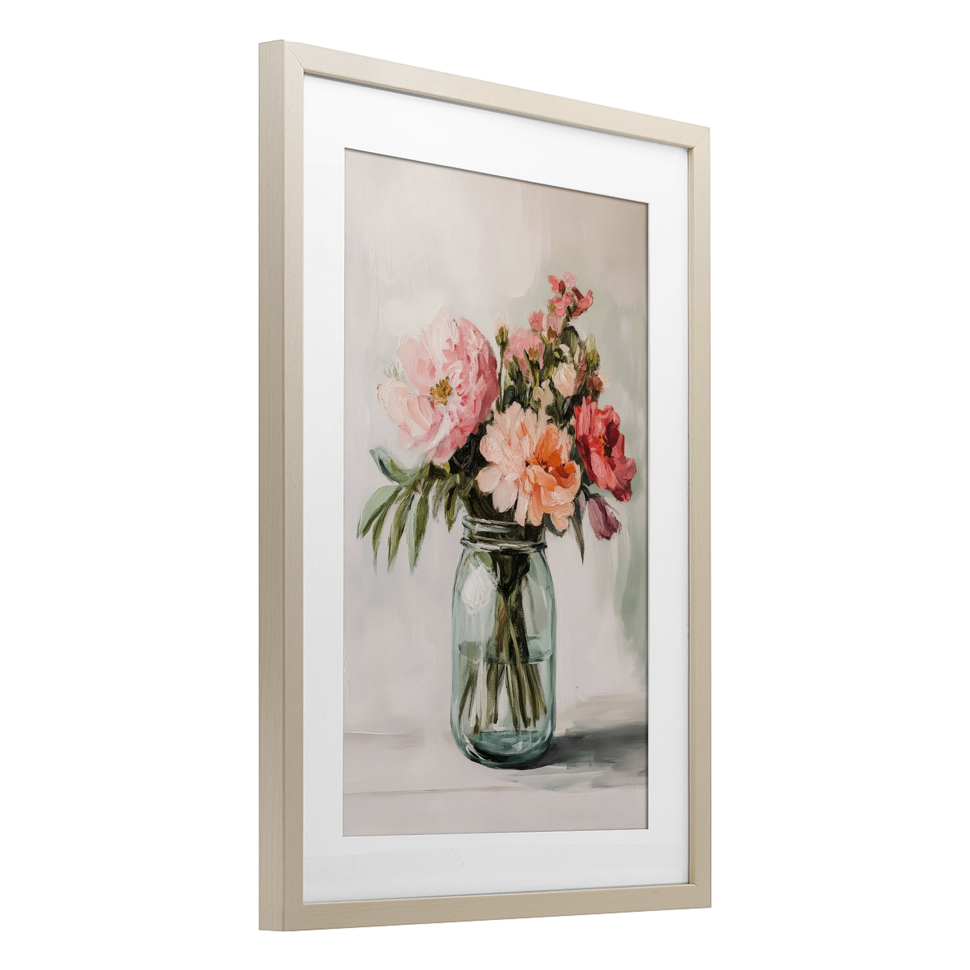 Stupell Industries Pink Flower Stems in Jar Birch Framed Print Under Glass, design by Petal Prints Design
