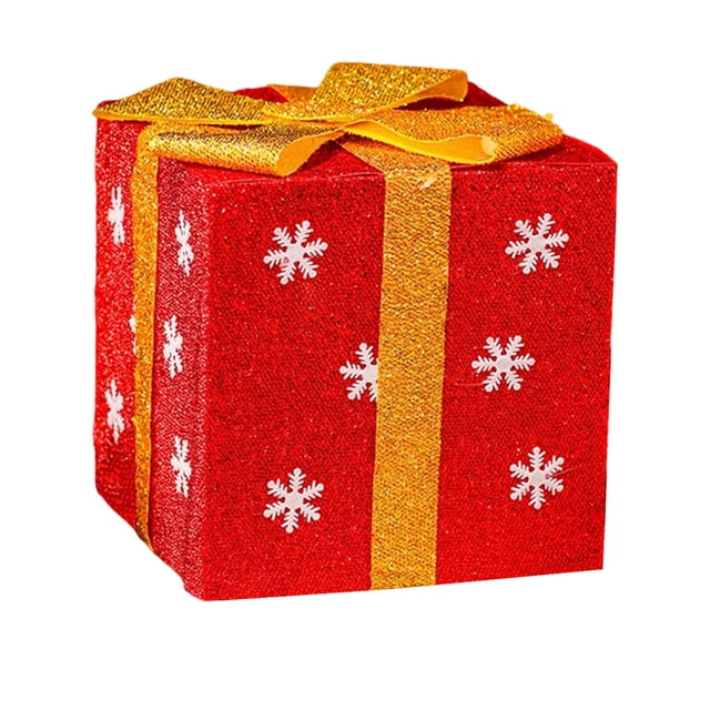 Christmas Gift Box Decorations Red Green Yellow PVC Tree Base Decoration 25 cm Cube