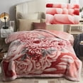 thumbnail image 2 of WOOW DEPOT Thick Fleece Bed Blanket, 1 PCS Peony Flower Printed Twin 59" x 78.7" Soft Warm Mink Blanket Luxurious Reversible 4.41 lb Heavy, Pink, 2 of 7