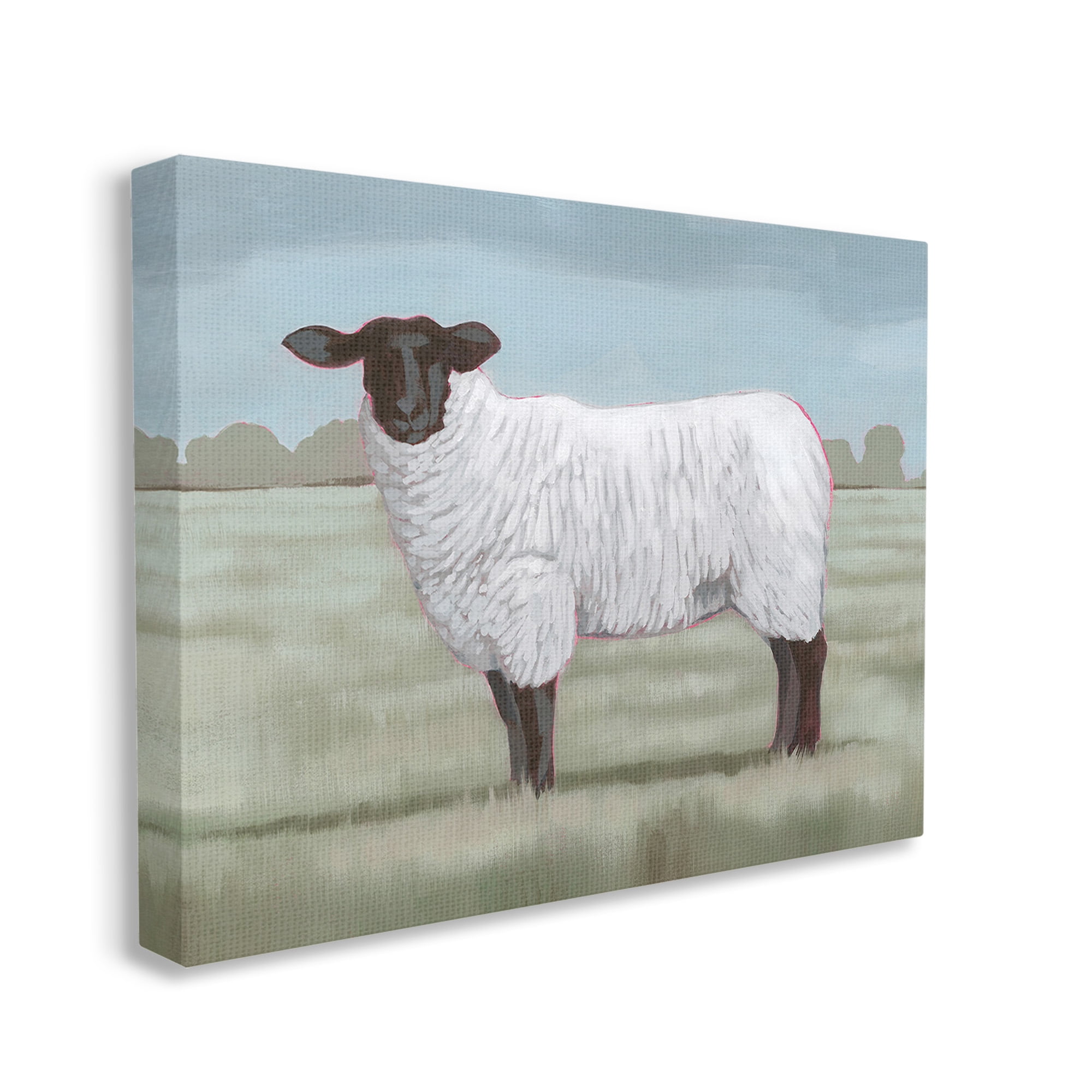 Stupell Industries Traditional Farm Sheep Animals & Insects Painting Gallery Wrapped Canvas Art Print Wall Art, 40 x 30