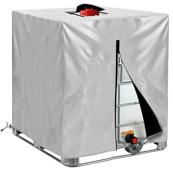 IBC Container Lid 275 Gallon 420D Fabric Sunshade Waterproof Tank Protector with Zipper for 1000L Outdoor Garden Bucket Rain Barrels