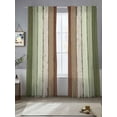 thumbnail image 2 of Brown Green Striped Sheer Curtains 96 Inch Long 2 Panels, Modern Vintage Wood Texture Rectangle Light Filtering Rod Pocket Semi Sheer Curtains, Sheer Voile Drapes for Living Room Bedroom, 52"x96", 2 of 5