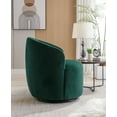 thumbnail image 3 of Swivel Accent Chair, Modern Velvet Fabric Upholstered Armchair Lounge Chair with Round Metal Base, Comfy Single Sofa Chair 360° Swivel Club Chairs for Nursery, Living Room, Office, Green, 3 of 7