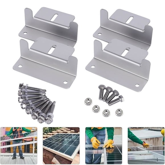 Yimiti 4Pcs Solar Panel Z Bracket Mounting Mount Flat Roof Wall Aluminum Set Rvs Boat